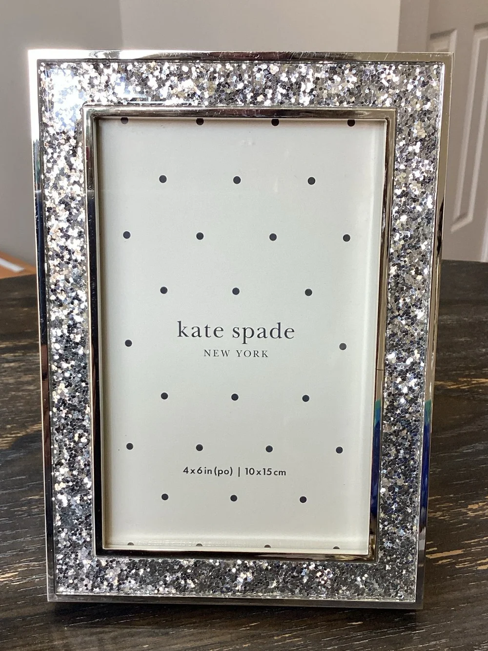 Kate Spade x Lenox Sitting Pretty Silver Glitter 4x6 Picture Frame